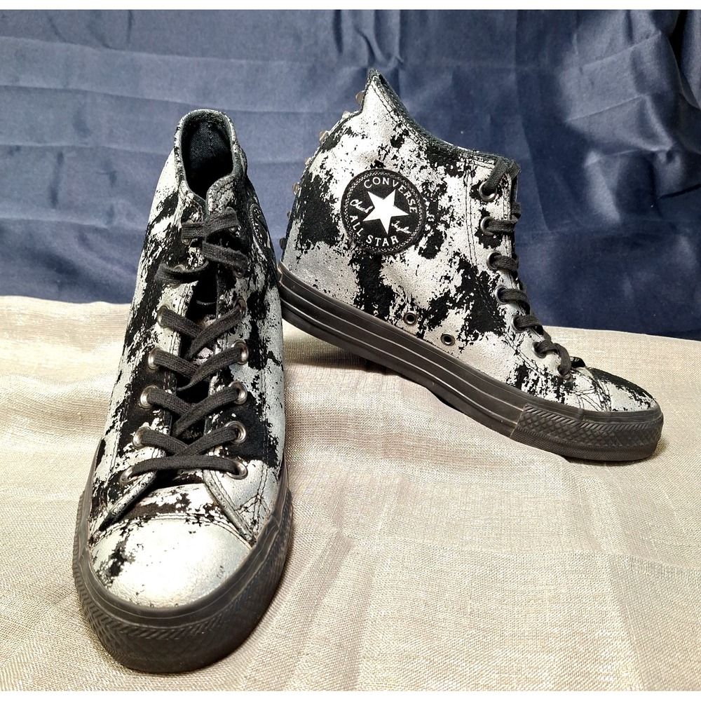 Converse Chuck Taylor 9.5 Lux Hidden Wedge Spike Stud Silver Y2K Goth All Star